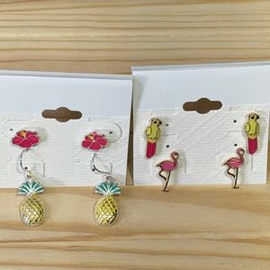 Tropical Escape Pink and Yellow Pineapple Earrings